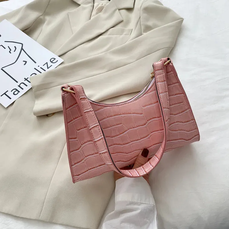 Lady Glams Retro Alligator Pattern Small Handbags | High Quality PU Leather Clutch Totes Bag | Fashion Shoulder Bag