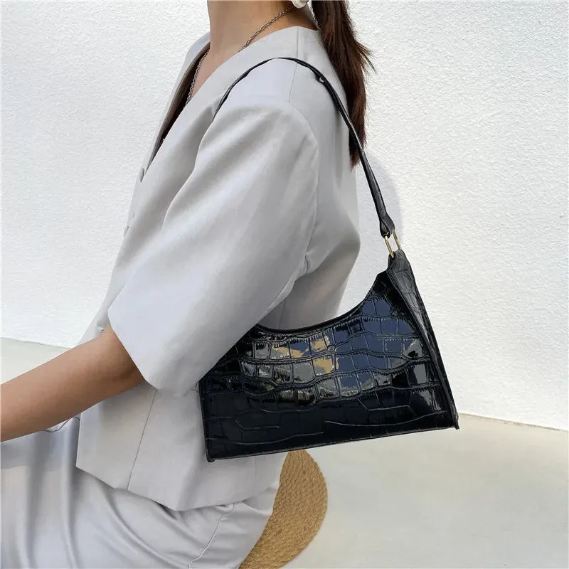 Lady Glams Retro Alligator Pattern Small Handbags | High Quality PU Leather Clutch Totes Bag | Fashion Shoulder Bag