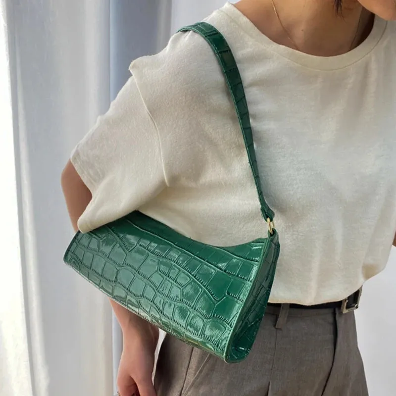 Lady Glams Retro Alligator Pattern Small Handbags | High Quality PU Leather Clutch Totes Bag | Fashion Shoulder Bag