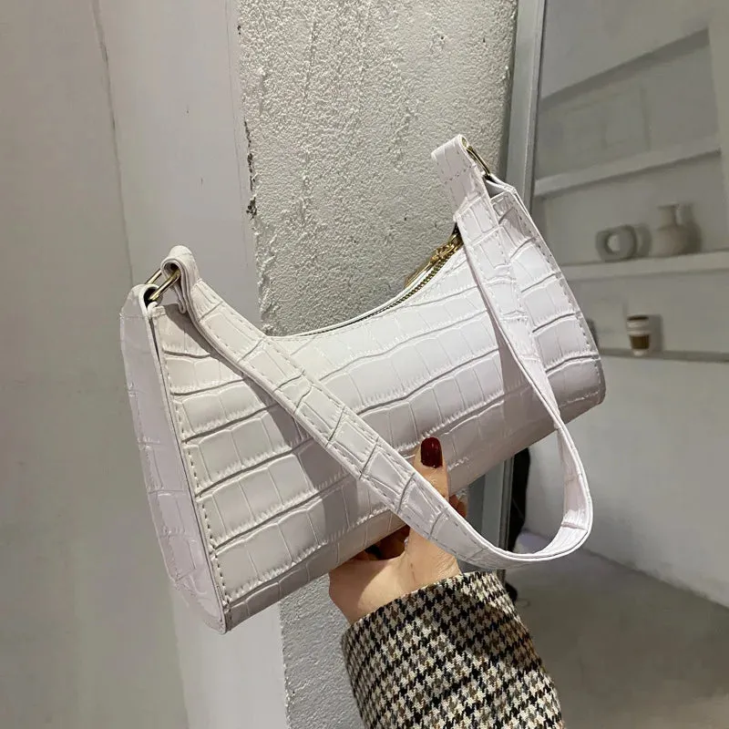 Lady Glams Retro Alligator Pattern Small Handbags | High Quality PU Leather Clutch Totes Bag | Fashion Shoulder Bag