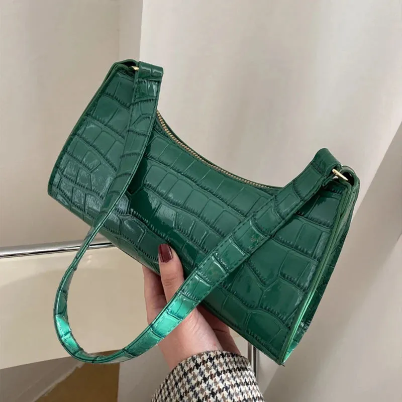 Lady Glams Retro Alligator Pattern Small Handbags | High Quality PU Leather Clutch Totes Bag | Fashion Shoulder Bag