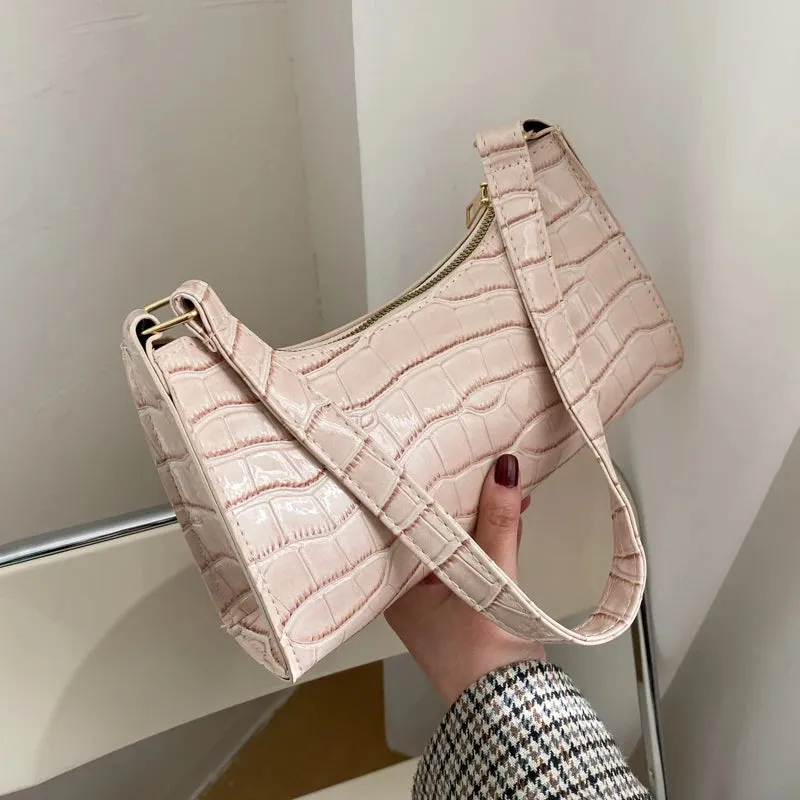 Lady Glams Retro Alligator Pattern Small Handbags | High Quality PU Leather Clutch Totes Bag | Fashion Shoulder Bag