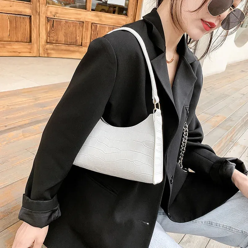 Lady Glams Retro Alligator Pattern Small Handbags | High Quality PU Leather Clutch Totes Bag | Fashion Shoulder Bag