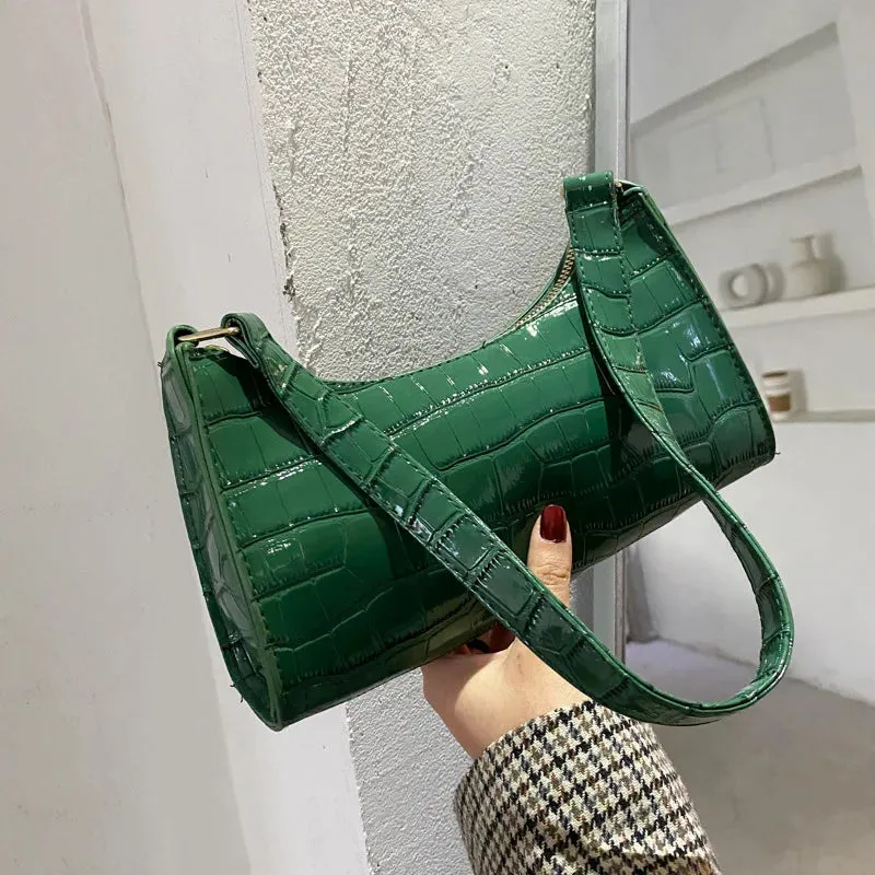 Lady Glams Retro Alligator Pattern Small Handbags | High Quality PU Leather Clutch Totes Bag | Fashion Shoulder Bag