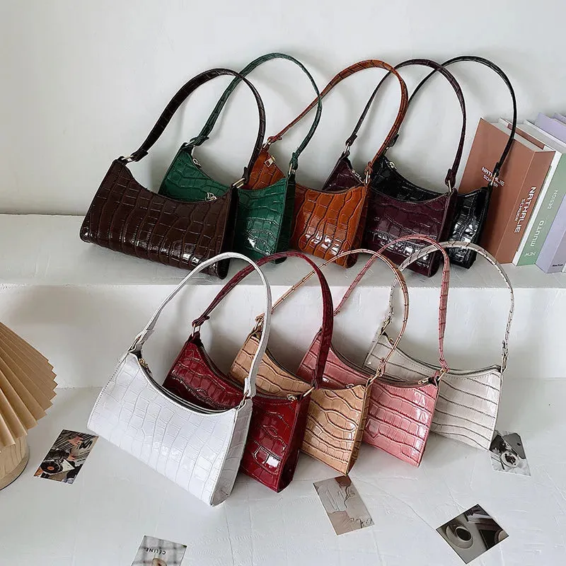 Lady Glams Retro Alligator Pattern Small Handbags | High Quality PU Leather Clutch Totes Bag | Fashion Shoulder Bag