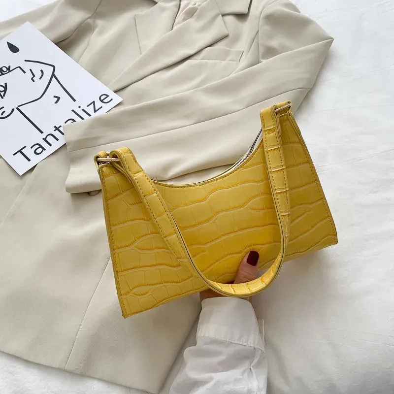 Lady Glams Retro Alligator Pattern Small Handbags | High Quality PU Leather Clutch Totes Bag | Fashion Shoulder Bag