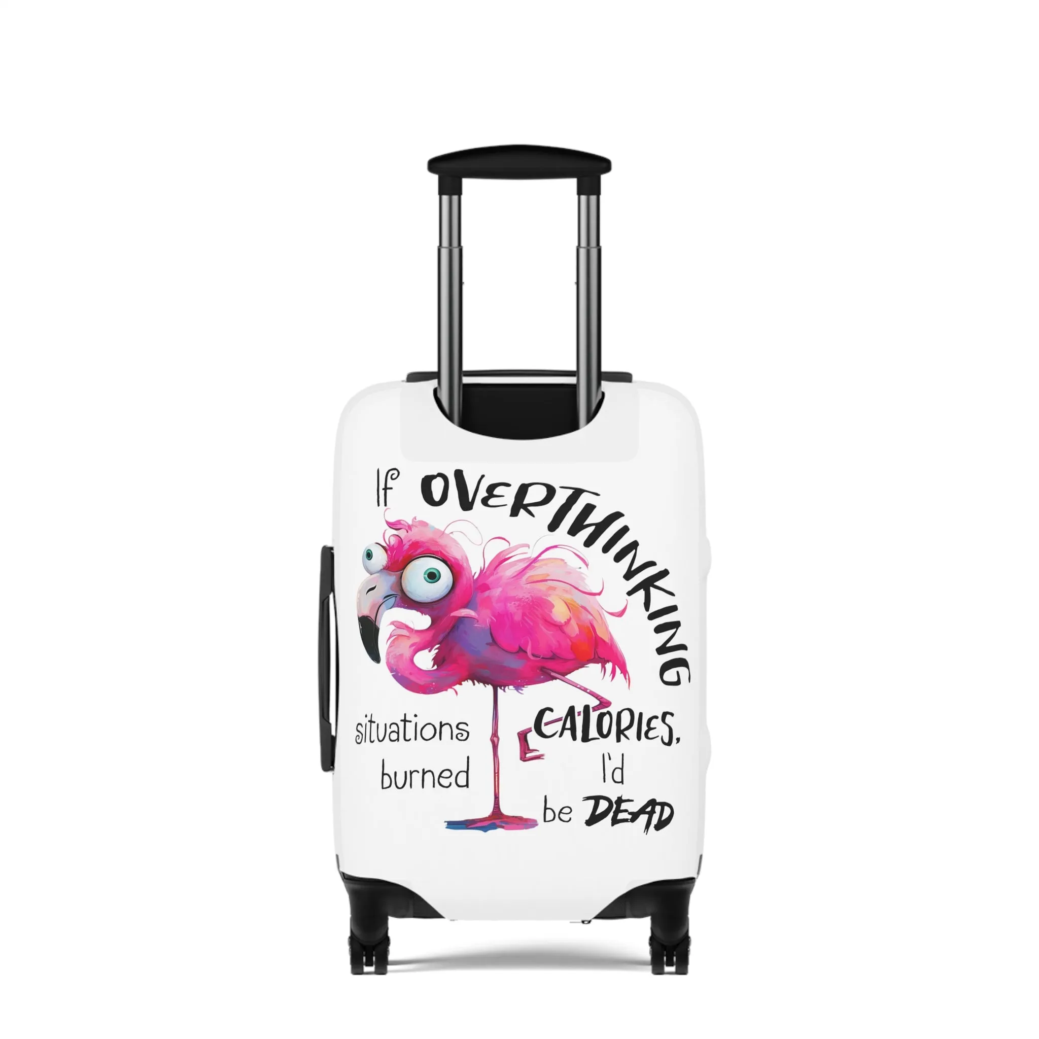 Luggage Cover, Flamingos, If overthinking burned Calories, awd-4021