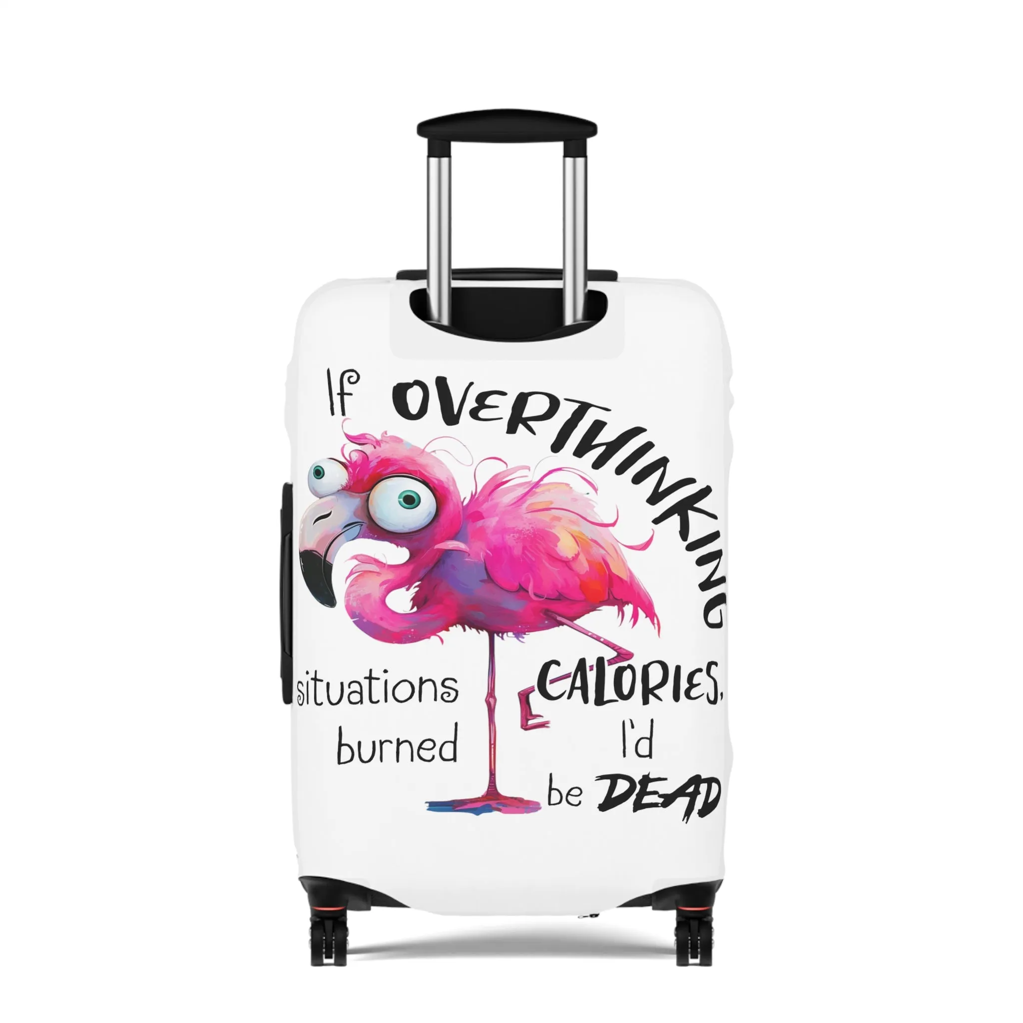 Luggage Cover, Flamingos, If overthinking burned Calories, awd-4021