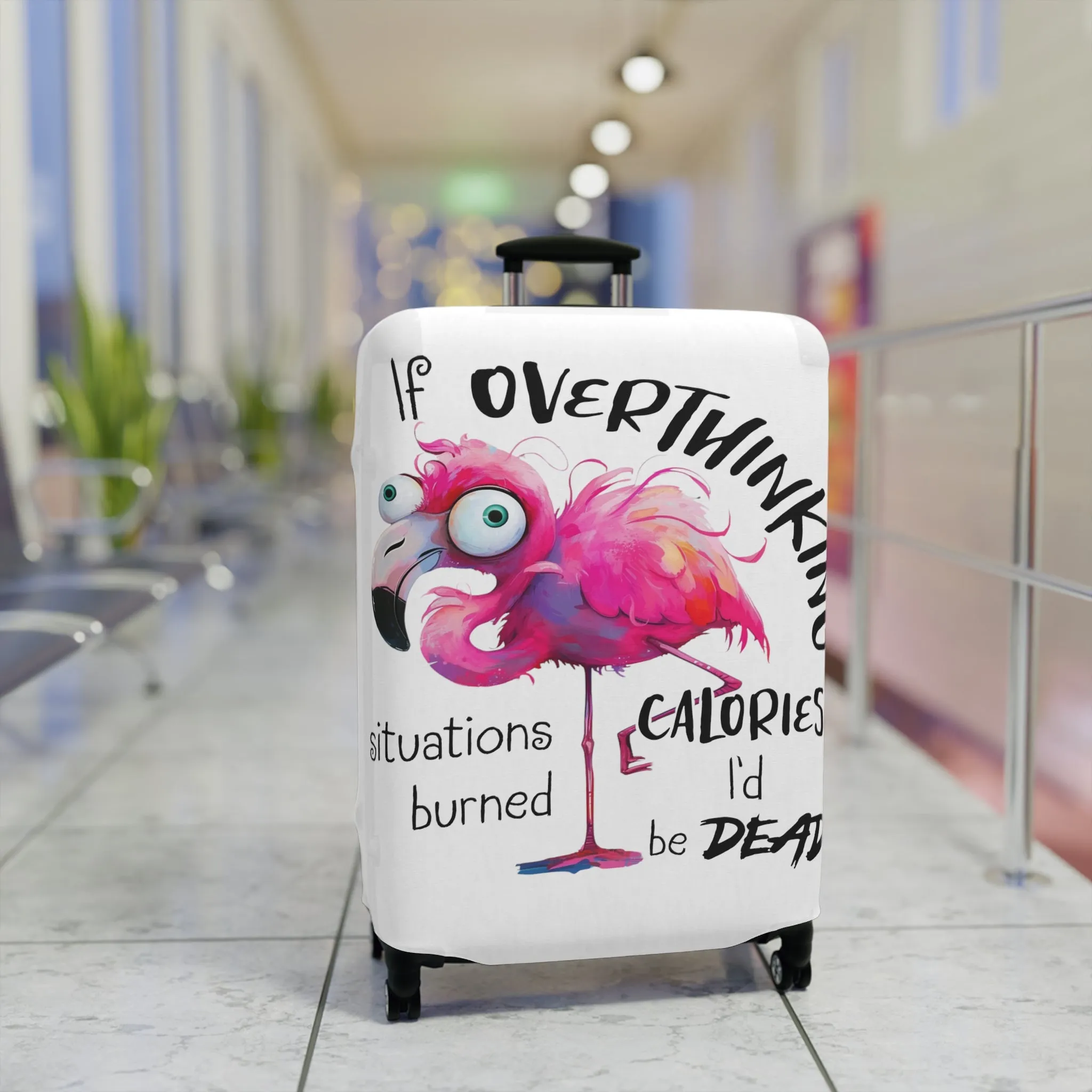 Luggage Cover, Flamingos, If overthinking burned Calories, awd-4021