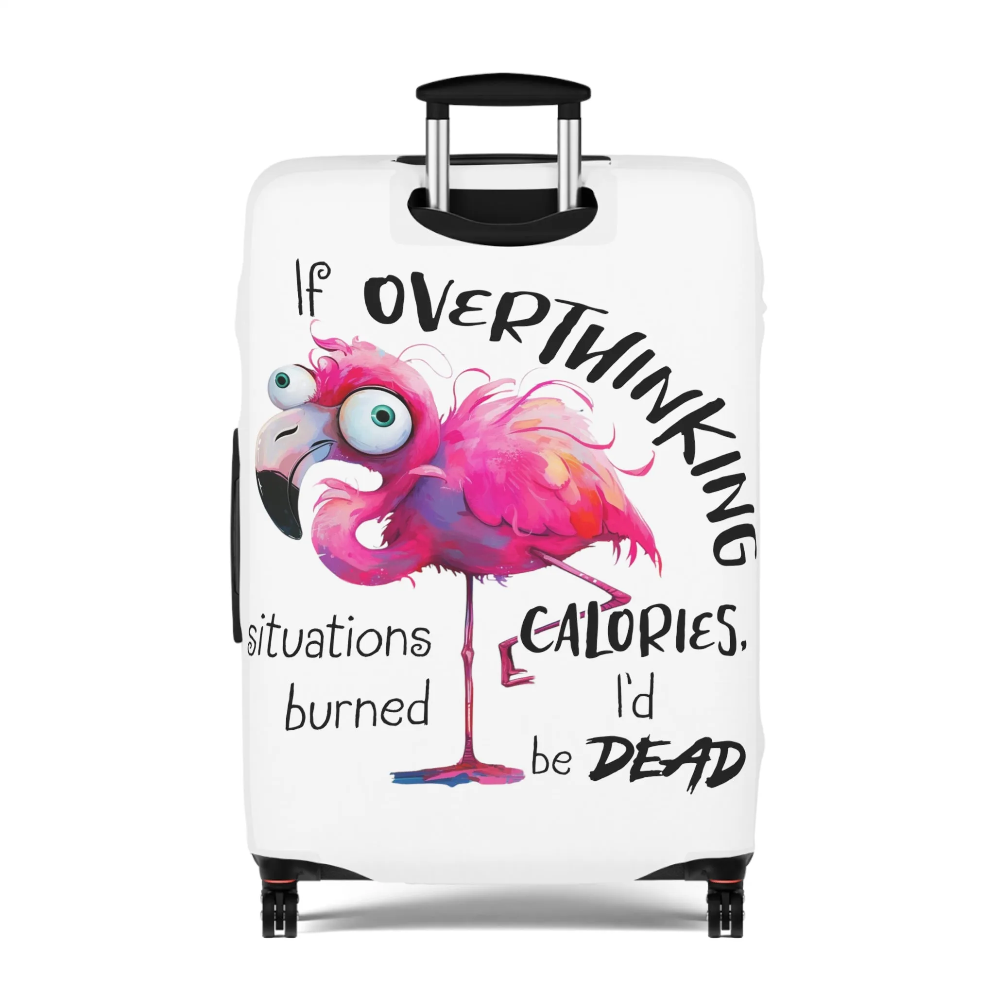 Luggage Cover, Flamingos, If overthinking burned Calories, awd-4021