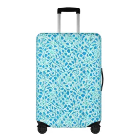 Luminous Swirls: Abstract Watercolor Floral Patterns in Lime Green and Blue Luggage Protector and Cover 4 Sizes