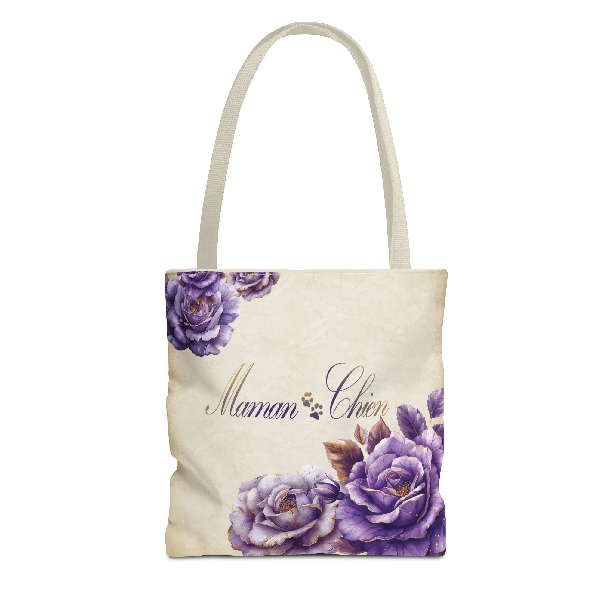 Maman Chien [Dog Mom in French] Farmhouse Country Lavender Rose Tote