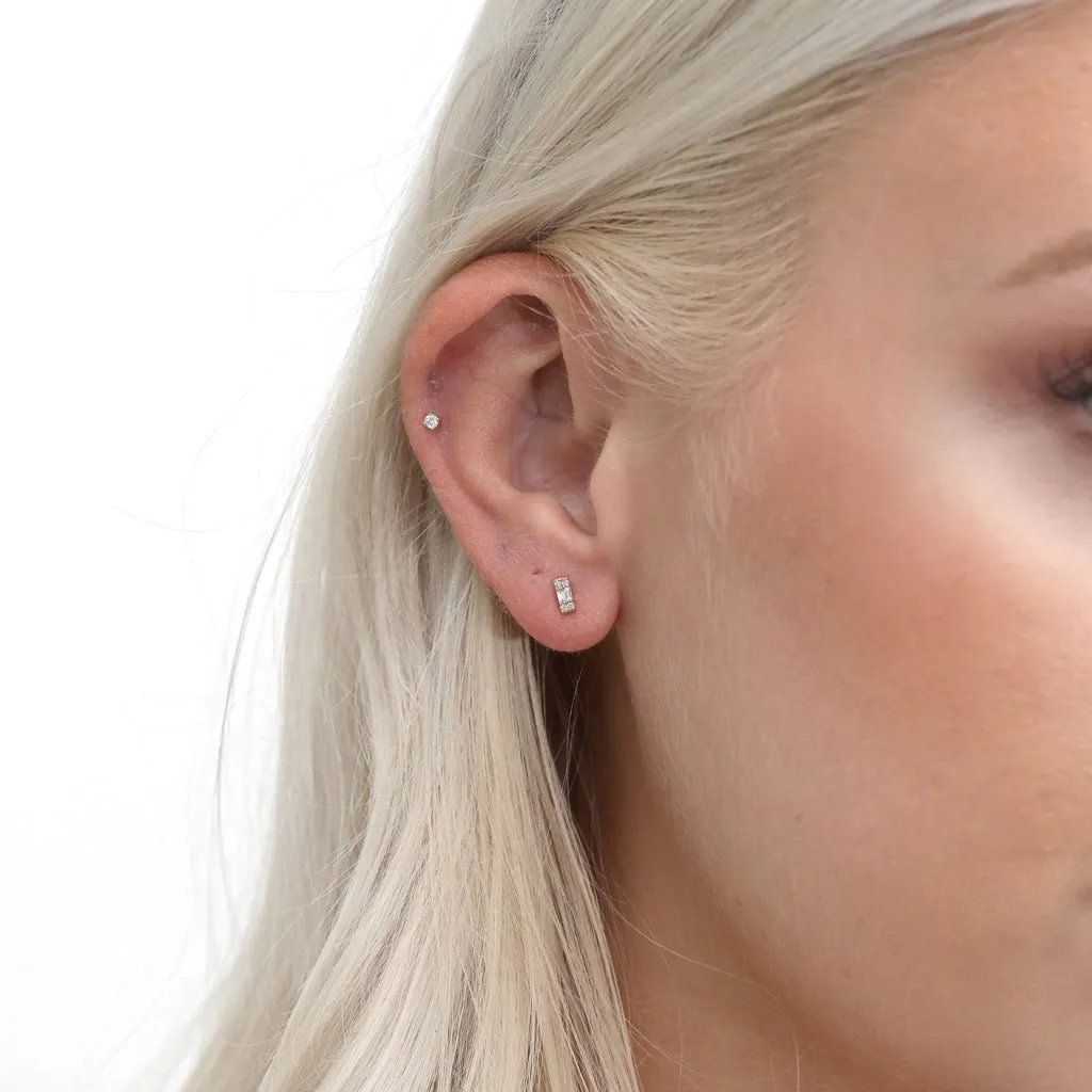 Mini Baguette Cut Diamond Studs, Sarafina