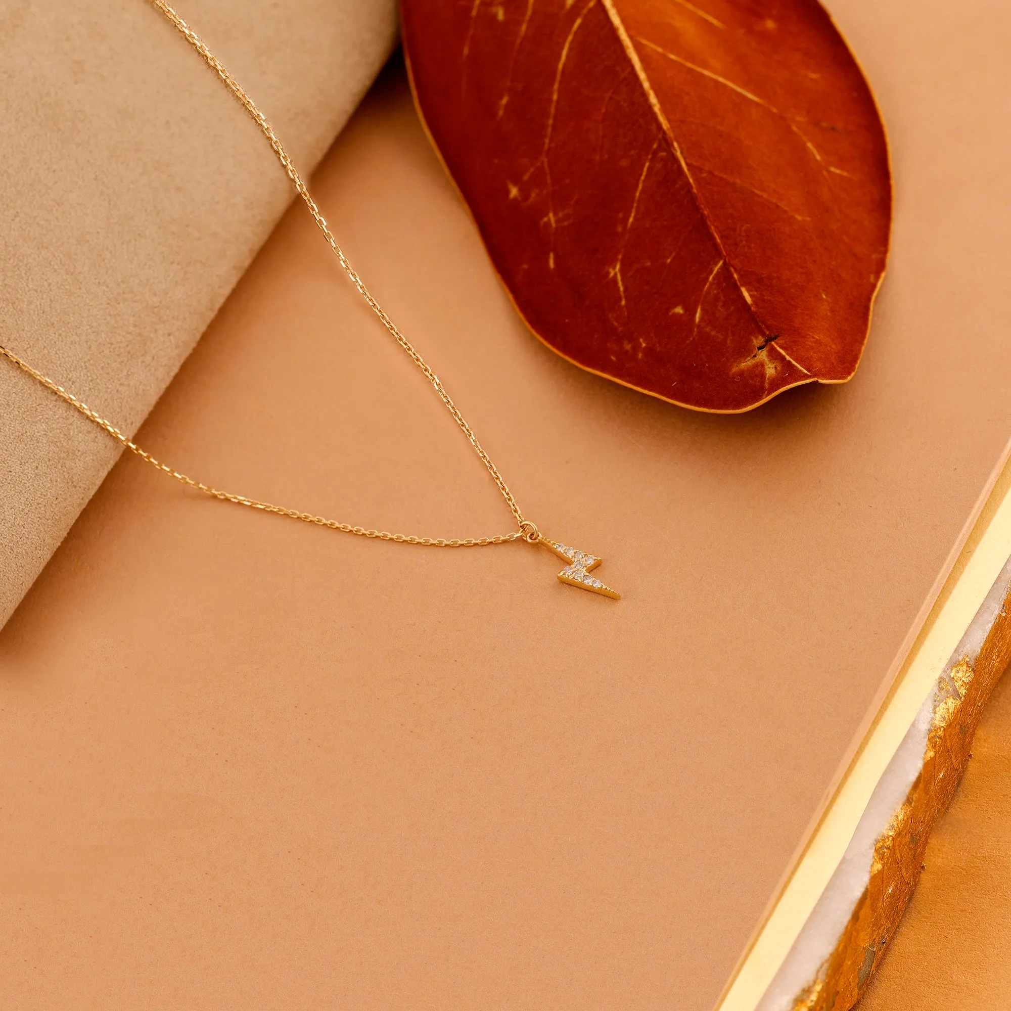 Minimalistic Diamond Lightning Bolt Necklace, Electra