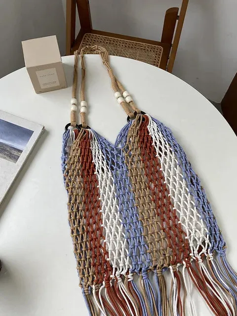 Ocean Breeze Woven Tote - Stylish Beach Bag