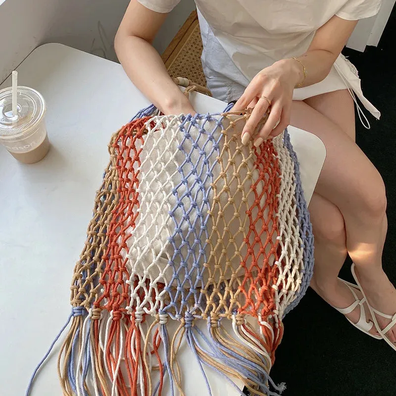 Ocean Breeze Woven Tote - Stylish Beach Bag