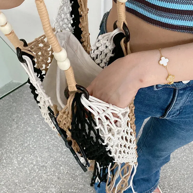 Ocean Breeze Woven Tote - Stylish Beach Bag