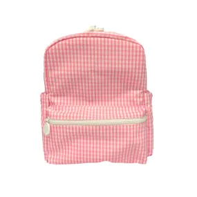 Personalized Small Nylon Backpack Gingham Pink