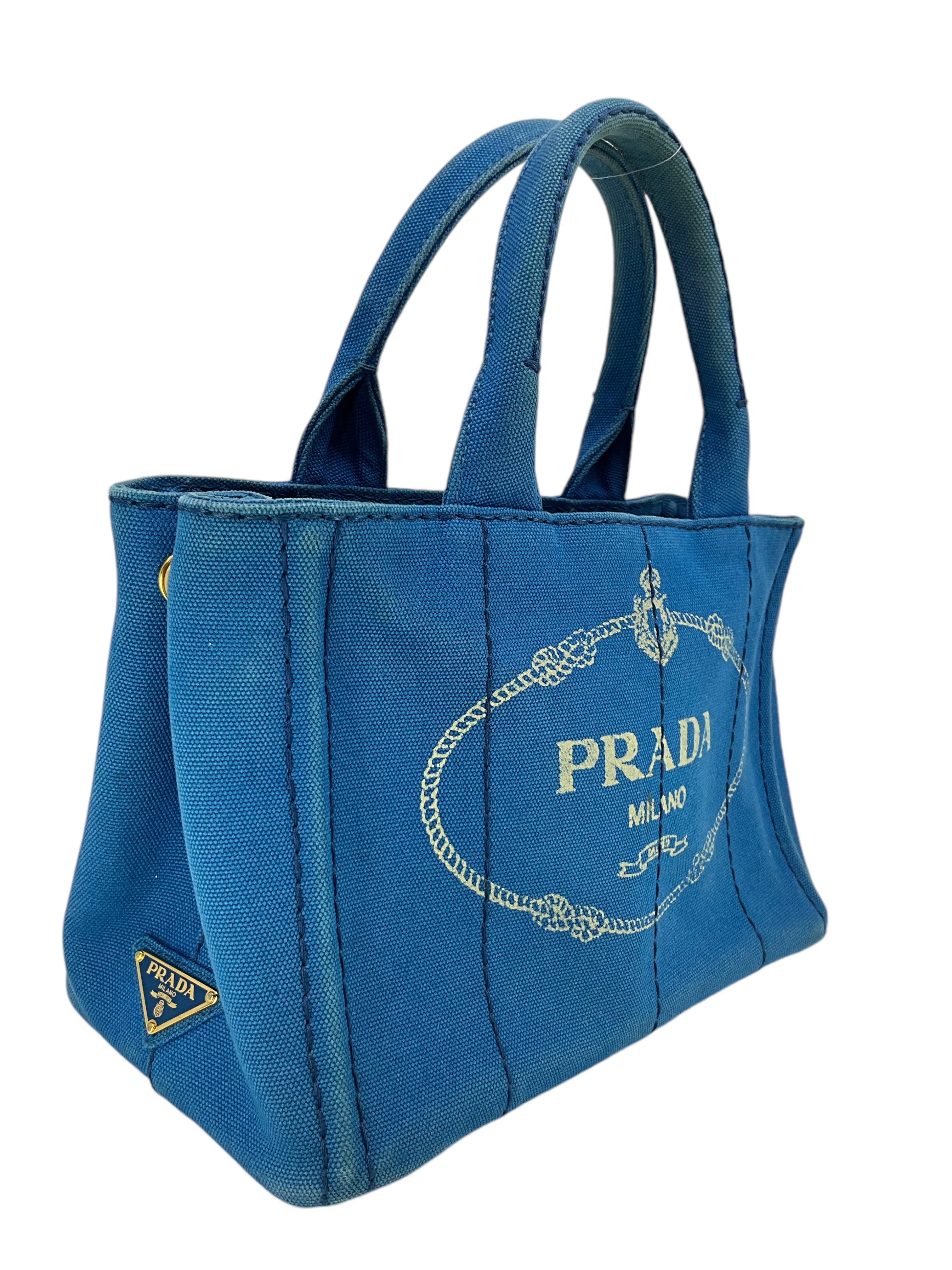 PRADA Canapa Convertible Canvas Small Tote