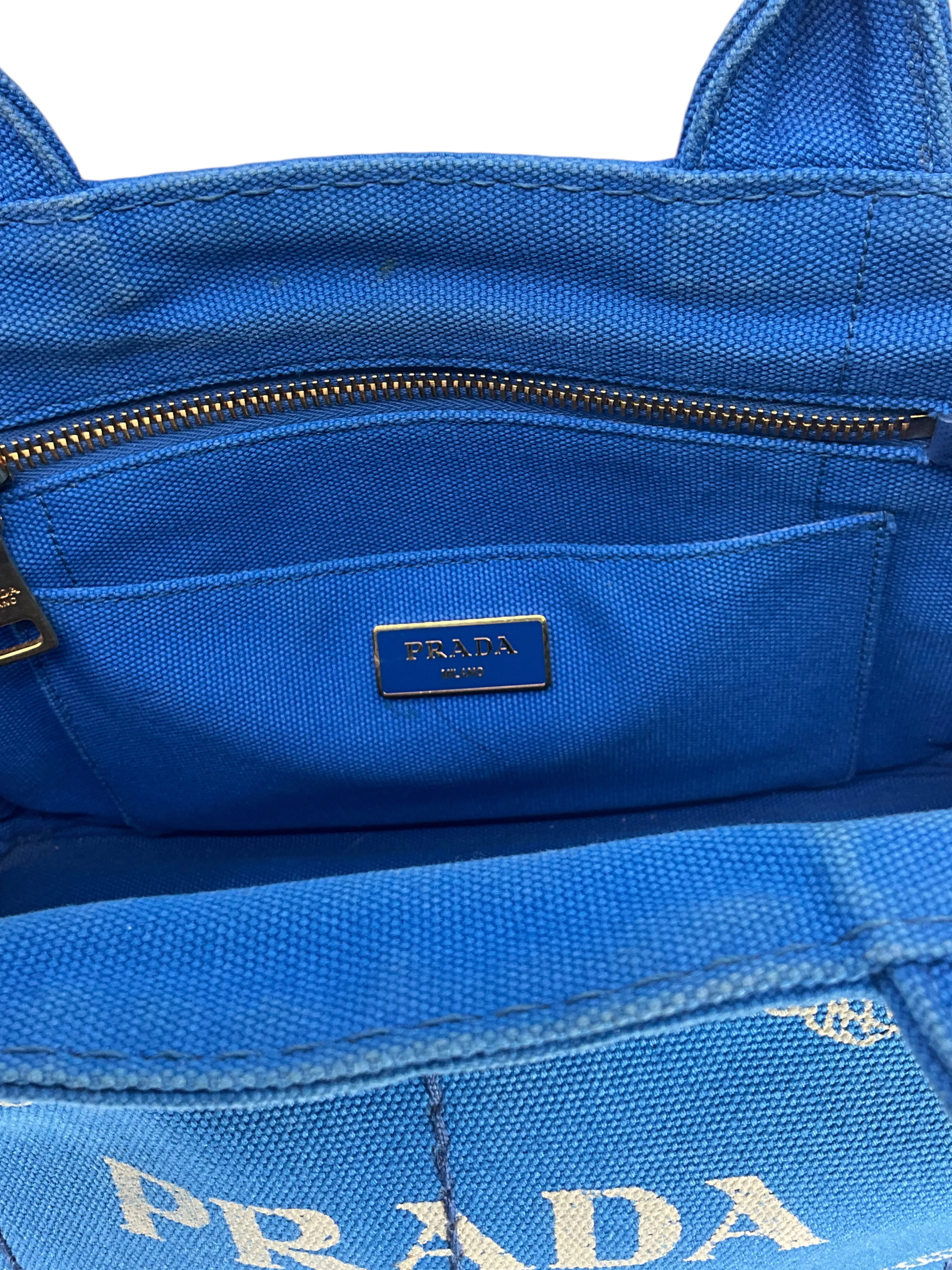 PRADA Canapa Convertible Canvas Small Tote