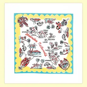 Red and White Kitchen Company - Aloha Hawaii Map Souvenir Flour Sack Kitchen Towel