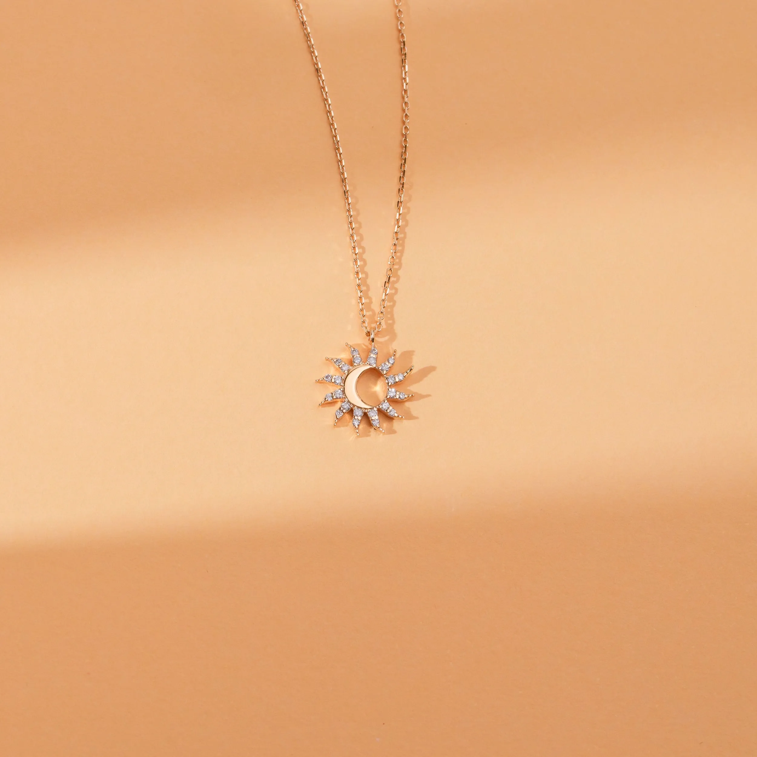 Sun & Moon Diamond Necklace, Gracie