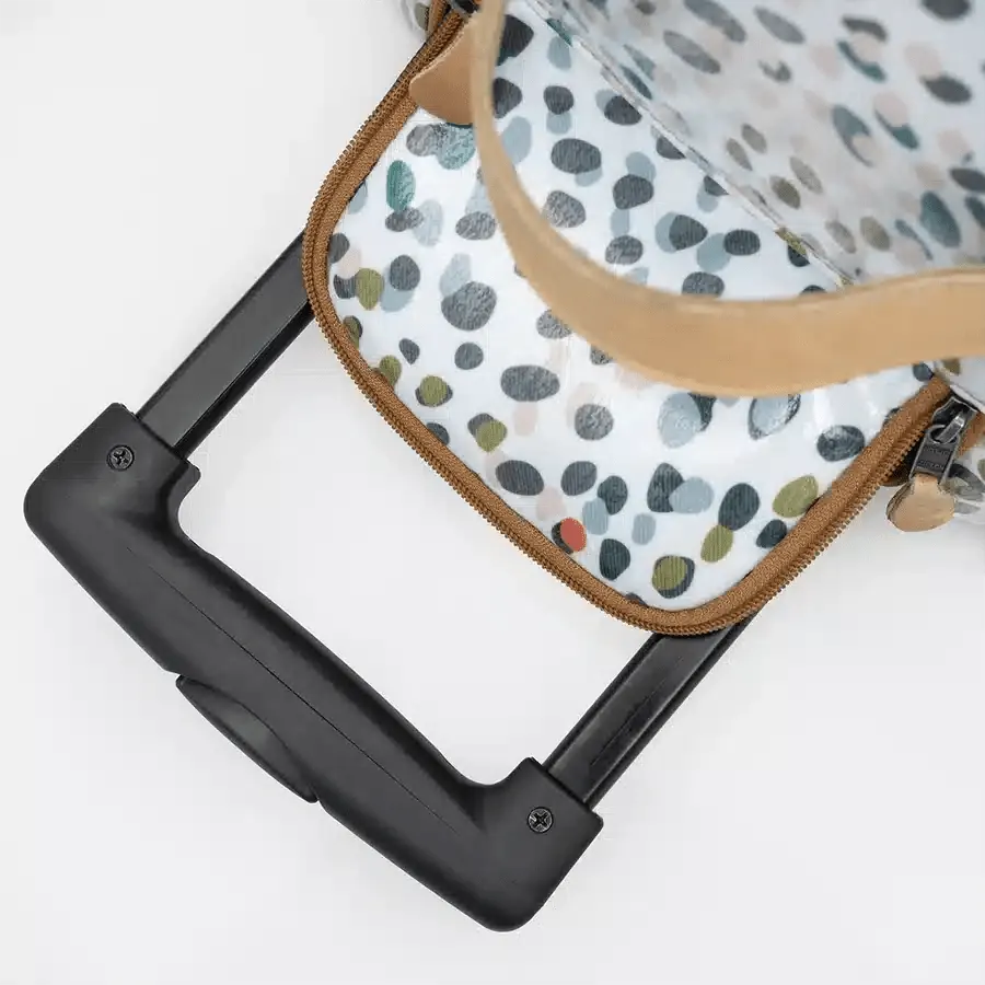Thandana Laminated Fabric Wheeled Duffel Bag | Cheetah Preppy
