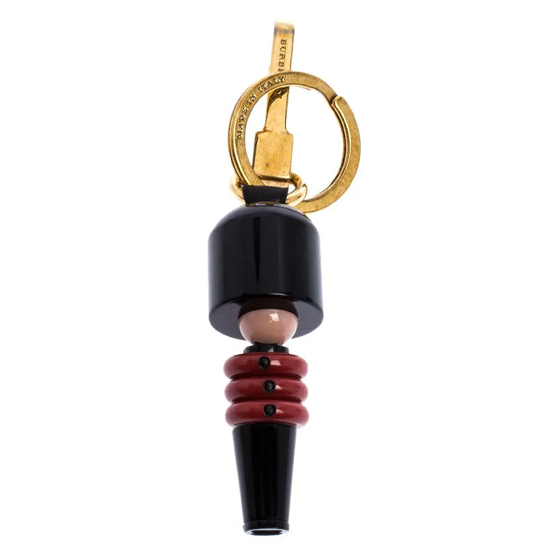 Trendy Inspired Burberry Black And Red Royal Guard Gold Tone Bag Charm