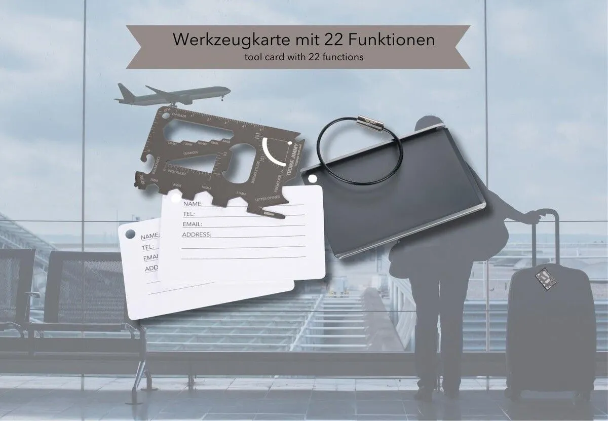 Troika JIMMY - Mini Aluminum Luggage Tag and Tool Card