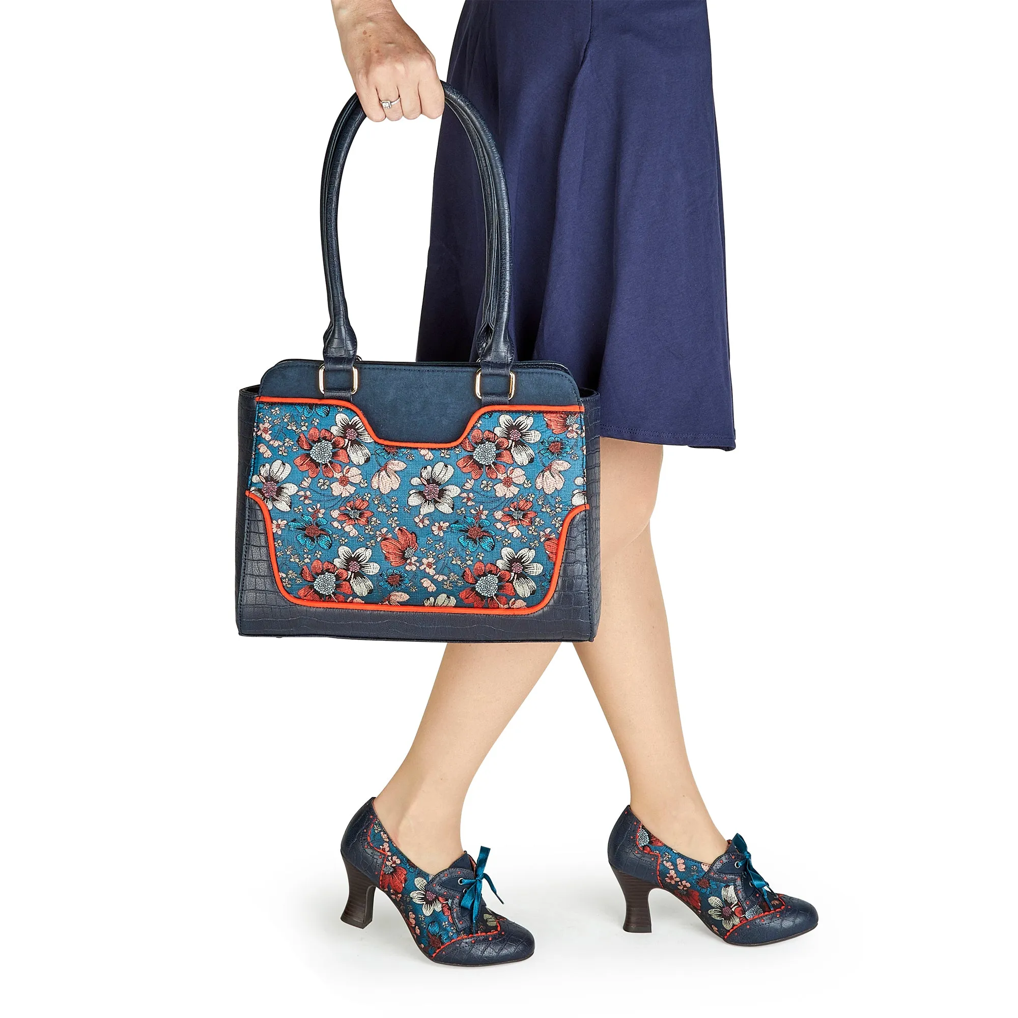 Tunis Cyan Blue Large Shopper Bag (Matches Daisy Booties) by Ruby Shoo
