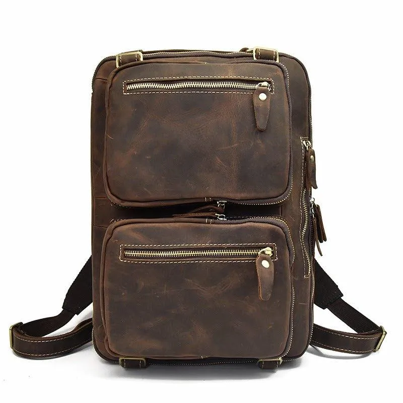 Woosir Vintage Genuine Leather Briefcase Backpack 14"