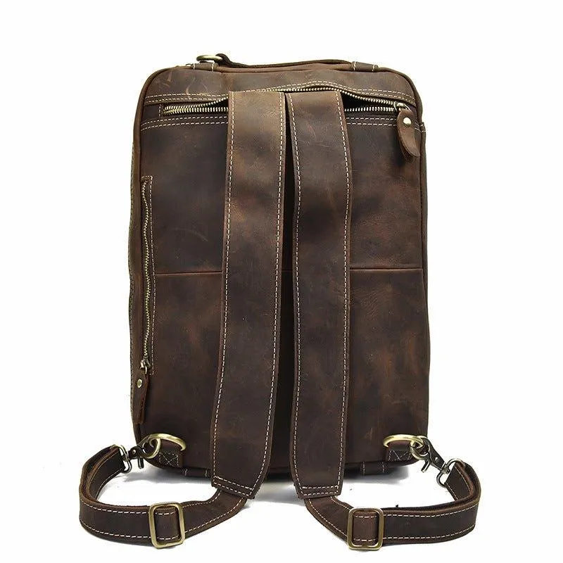 Woosir Vintage Genuine Leather Briefcase Backpack 14"